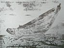 Malerei grau-braun - gestrandetes Boot